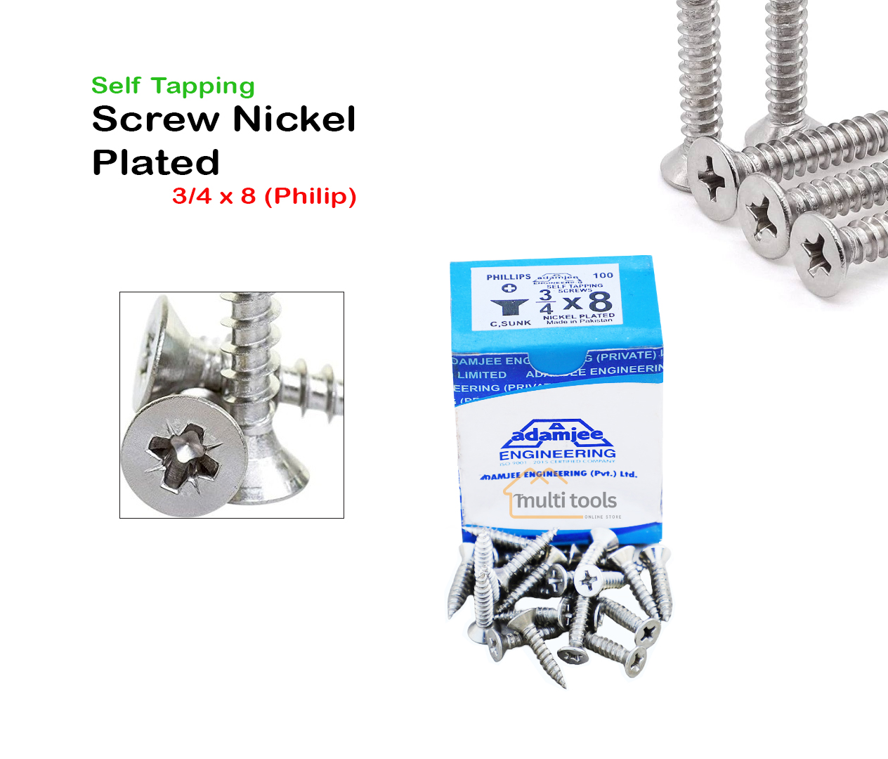 Self Tapping Screw Nickel Plated 3/4 X 8 (Philip)